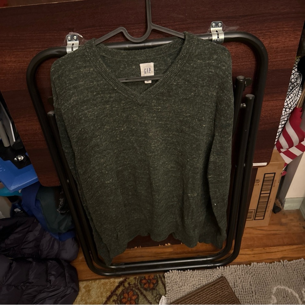 GAP Men's Forest Green V-Neck Sweater